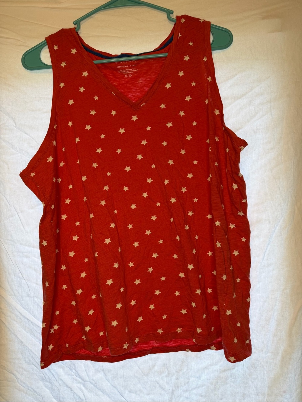 Essentials Pastel Red Star-Print V-Neck Tank Top
